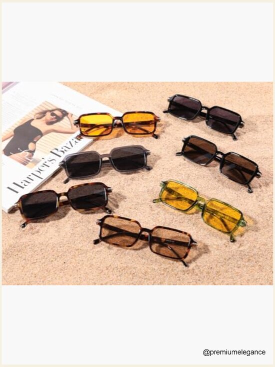 Trendy Rectangle Sunglasses Retro Small Narrow Slim Square Sun Glasses main image 5
